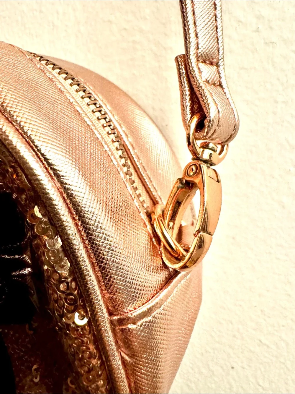 Disney Minnie Mouse Rose Gold Sequin Crossbody Bag